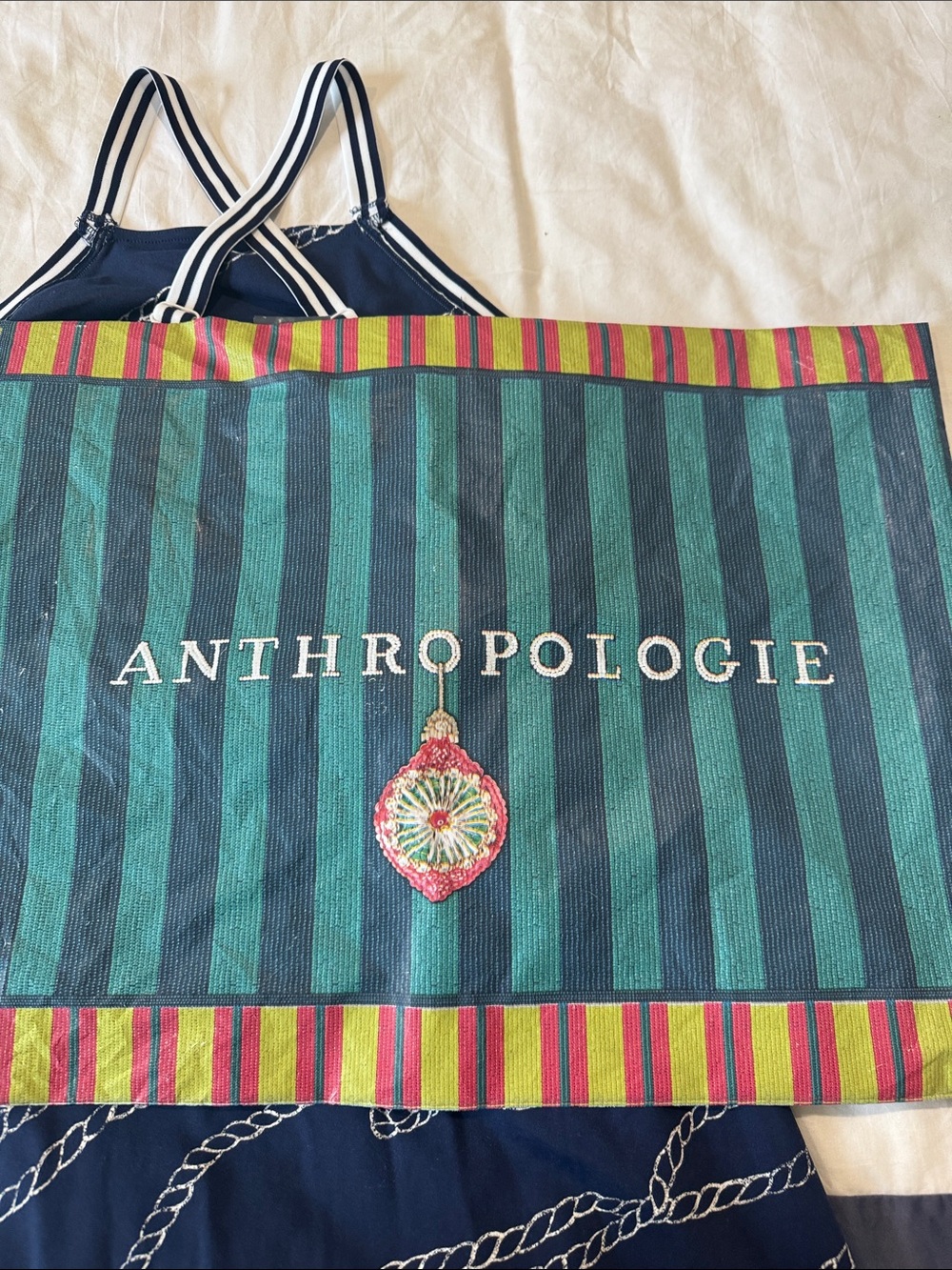 Navy Rope-Print Halter mini sport Dress Daily Practice for Anthropologie - Picture 6 of 6